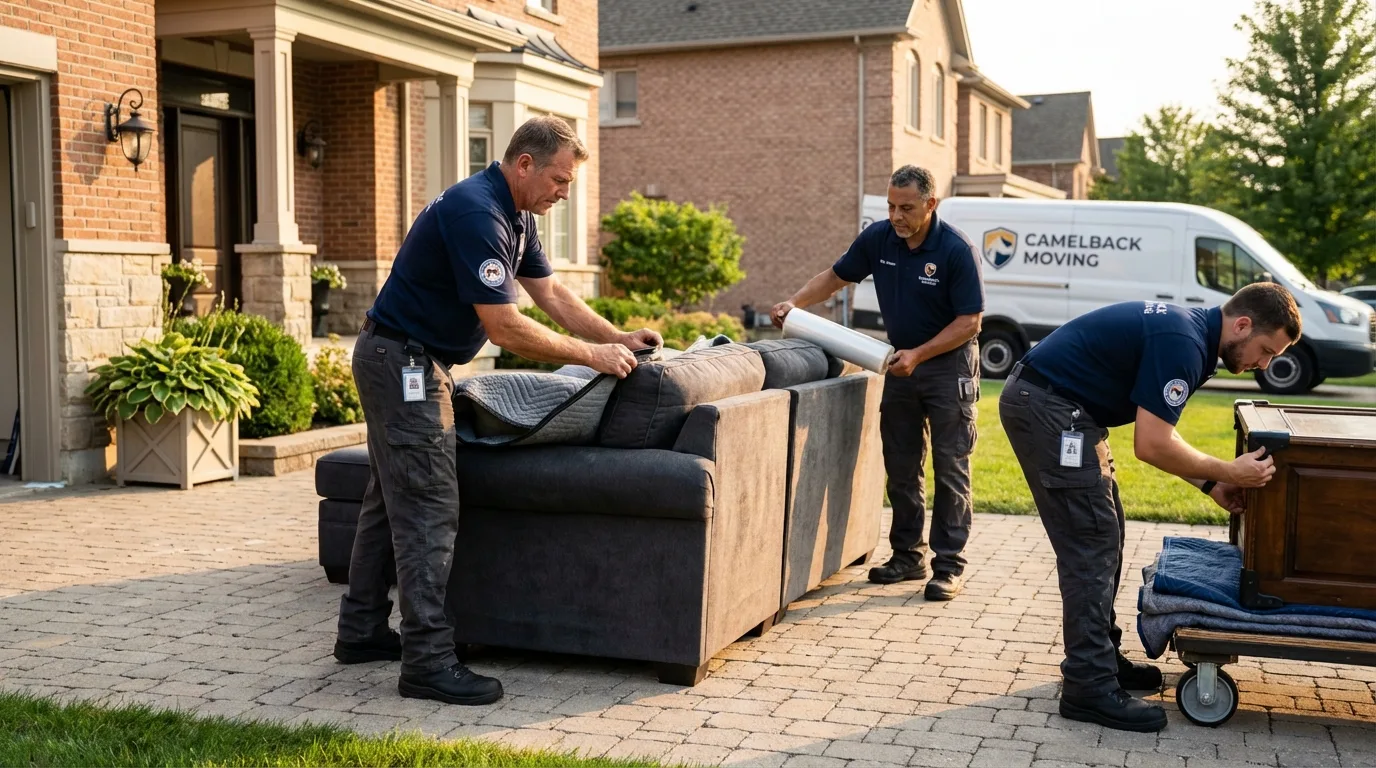 Large estate moving crew wrapping furniture in Rainsville, AL